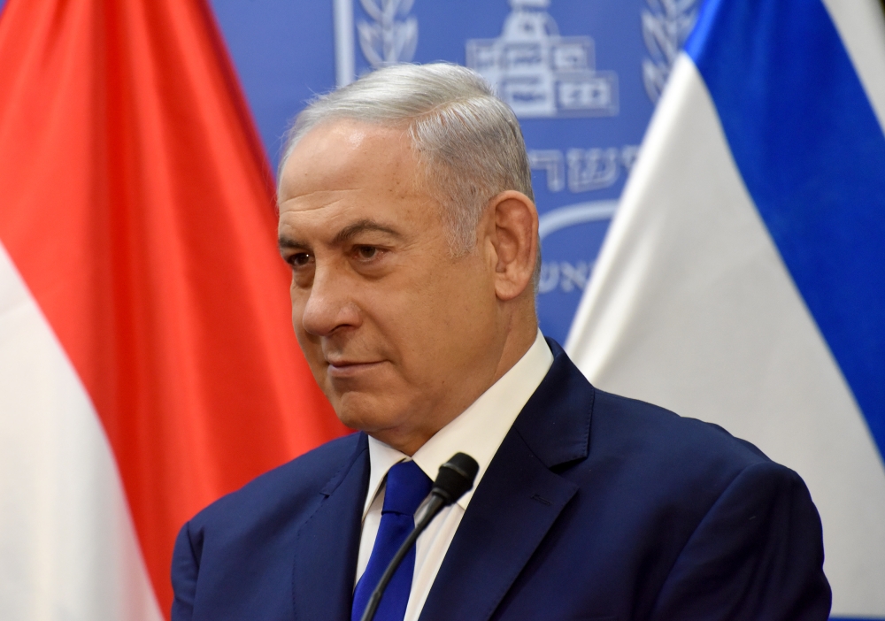 Israeli Prime Minister Benjamin Netanyahu and Hungarian Prime Minister Viktor Orban, not seen, make a joint statement at the prime minister’s office in Jerusalem on Thursday. — AFP