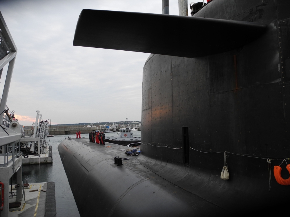 This file photo shows the French Navy's Triumphant-class strategic nuclear submarine 