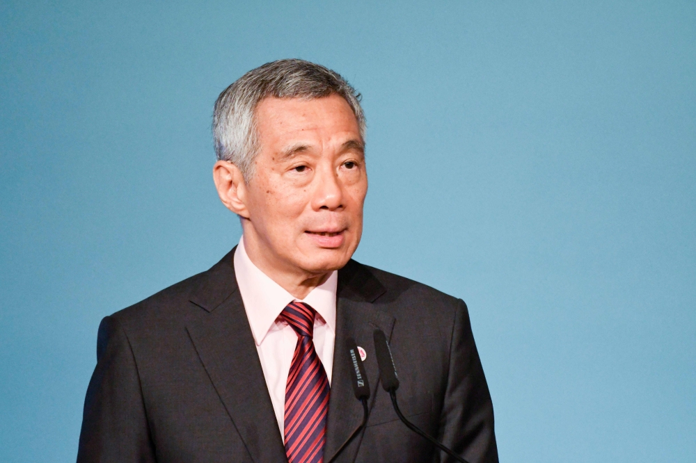 Singapore Prime Minister Lee Hsien Loong delivers his opening address at the 32nd ASEAN Summit in Singapore in this April 28, 2018 file photo. — AFP