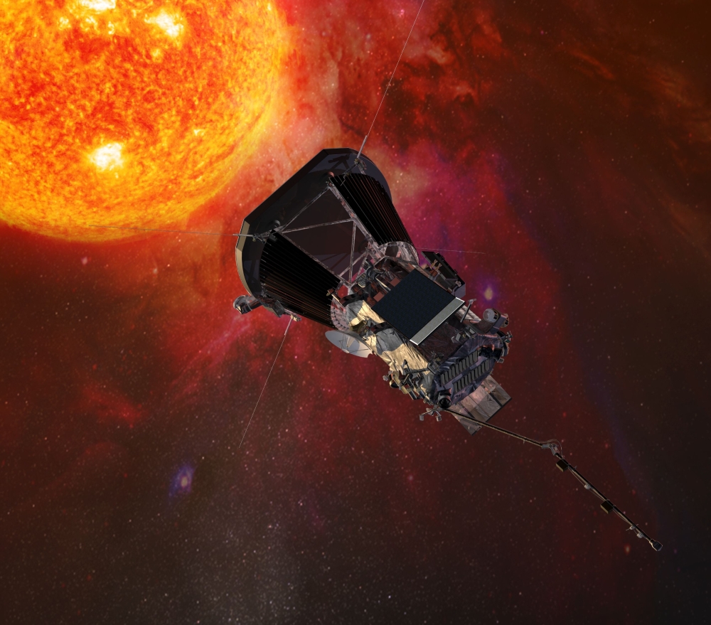 This handout illustration obtained on July 6, 2018 courtesy of NASA shows an artist’s conception of NASA’s Parker Solar Probe, the spacecraft that will fly through the Sun’s corona to trace how energy and heat move through the star’s atmosphere. — AFP