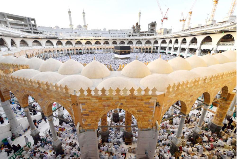 
The Grand Mosque in Makkah teeming with pilgrims on Monday. — SPA