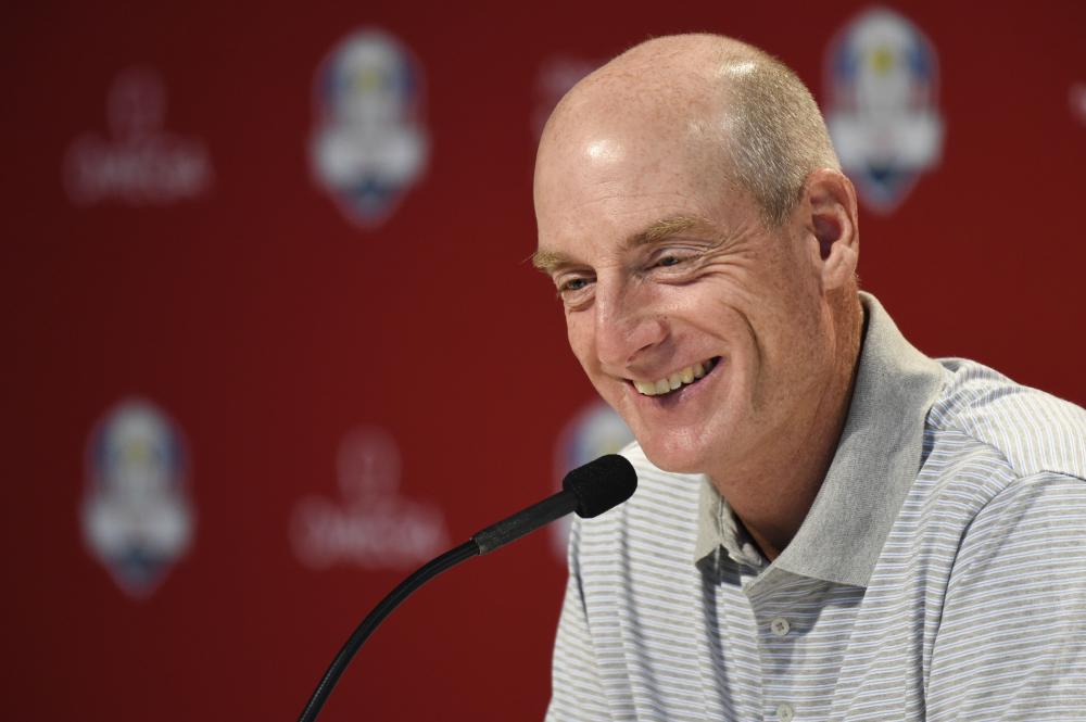 US Team captain Jim Furyk addresses the media during a press conference to officially name the eight qualifying members of the 2018 US Ryder Cup team at Bellerive Country Club in St Louis Monday. — Reuters