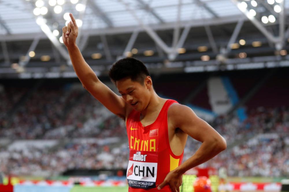 Chinese sprinter and medal hope Xie Zhenye, seen in this file photo, pulled out of the Asian Games Thursday because of an ankle injury.