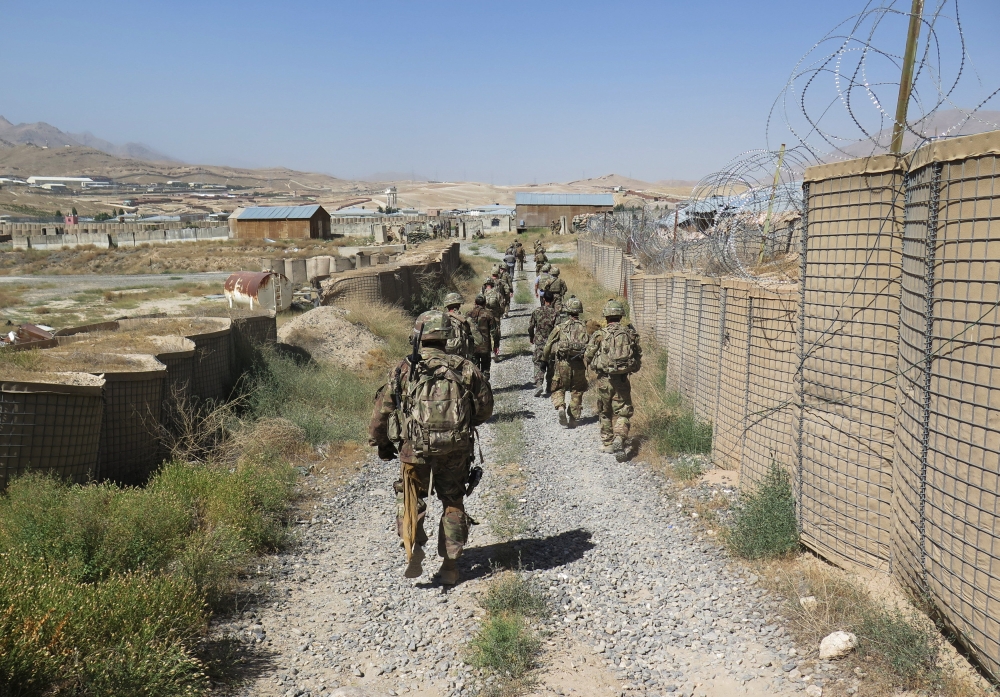 US military advisers from the 1st Security Force Assistance Brigade walk at an Afghan National Army base in Maidan Wardak province, Afghanistan, in this Aug. 6, 2018 file photo. — Reuters