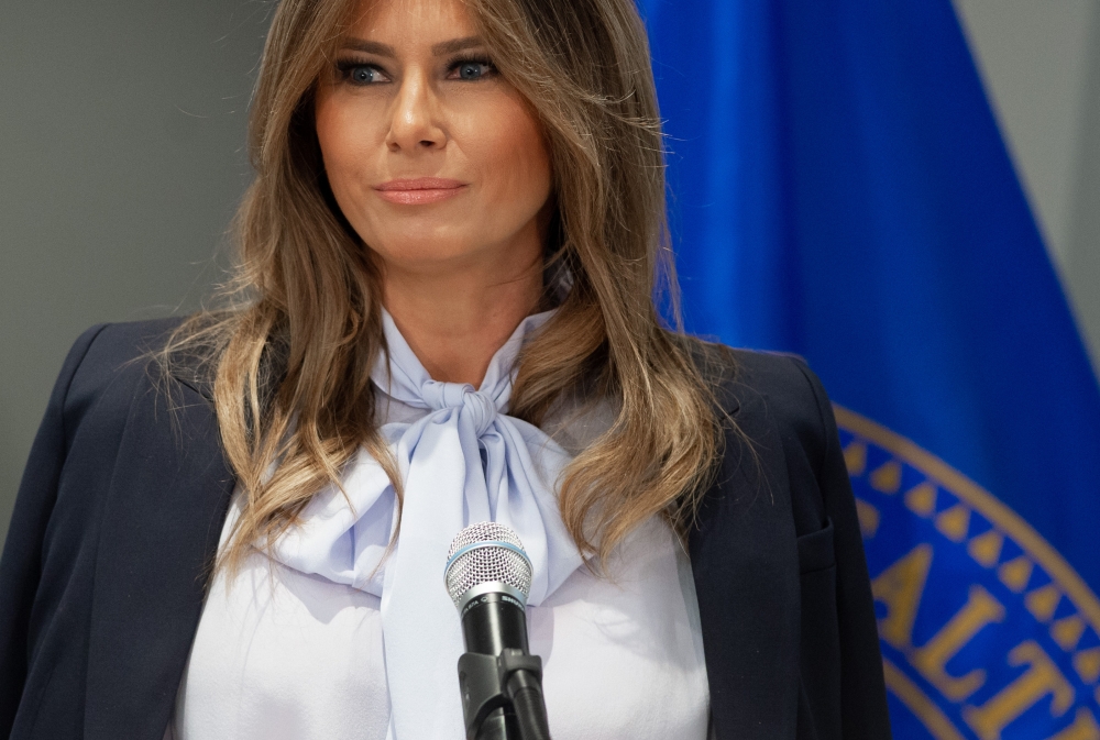 US First Lady Melania Trump speaks during the Federal Partners in Bullying Prevention (FPBP) Cyberbullying Prevention Summit at the US Health Resources and Services Administration building in Rockville, Maryland, on Monday. — AFP