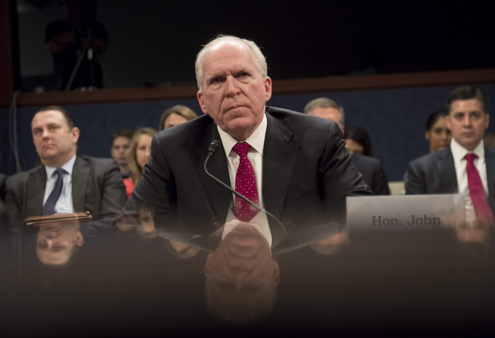 Former CIA Director John Brennan testifies during a House Permanent Select Committee on Intelligence hearing about Russian actions during the 2016 election on Capitol Hill in Washington in this May 23, 2017 file photo. — AFP