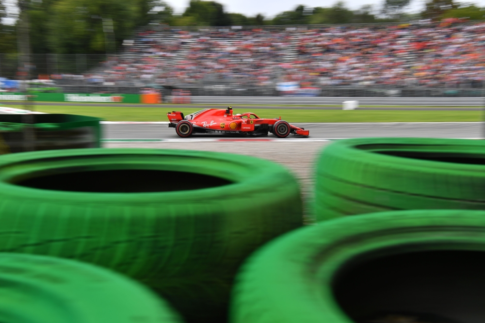 Ferrari's Finnish driver Kimi Raikkonen drives during the second practice session at the Autodromo Nazionale circuit in Monza on Friday ahead of the Italian Formula One Grand Prix. — AFP