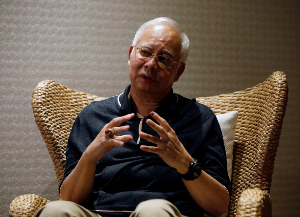 Malaysian former Prime Minister Najib Razak speaks to Reuters during an interview in Langkawi, Malaysia, in this June 19, 2018 file photo. — Reuters