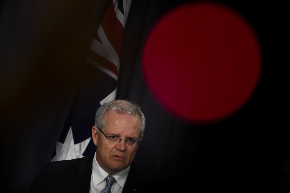 Australian Prime Minister Scott Morrison speaks during a news conference at Parliament House in Canberra, Australia, on Wednesday. — Reuters