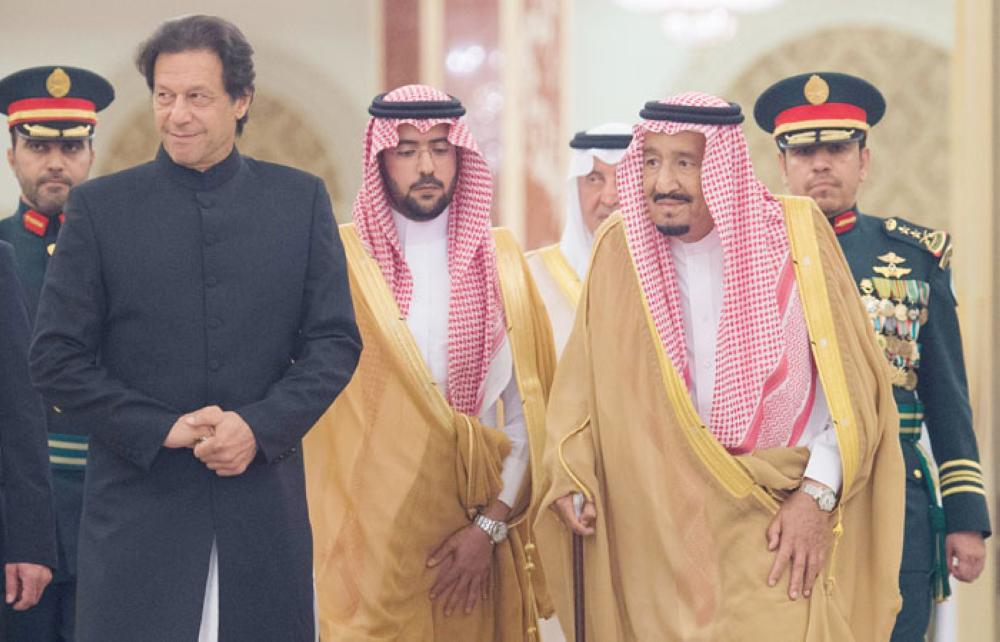 Custodian of the Two Holy Mosques King Salman receives Pakistan Prime Minister Imran Khan in Jeddah on Wednesday. — SPA
