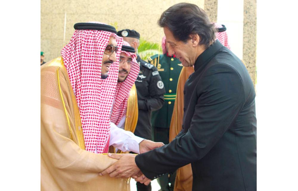 Custodian of the Two Holy Mosques King Salman receives Pakistan Prime Minister Imran Khan in Jeddah on Wednesday. — SPA
