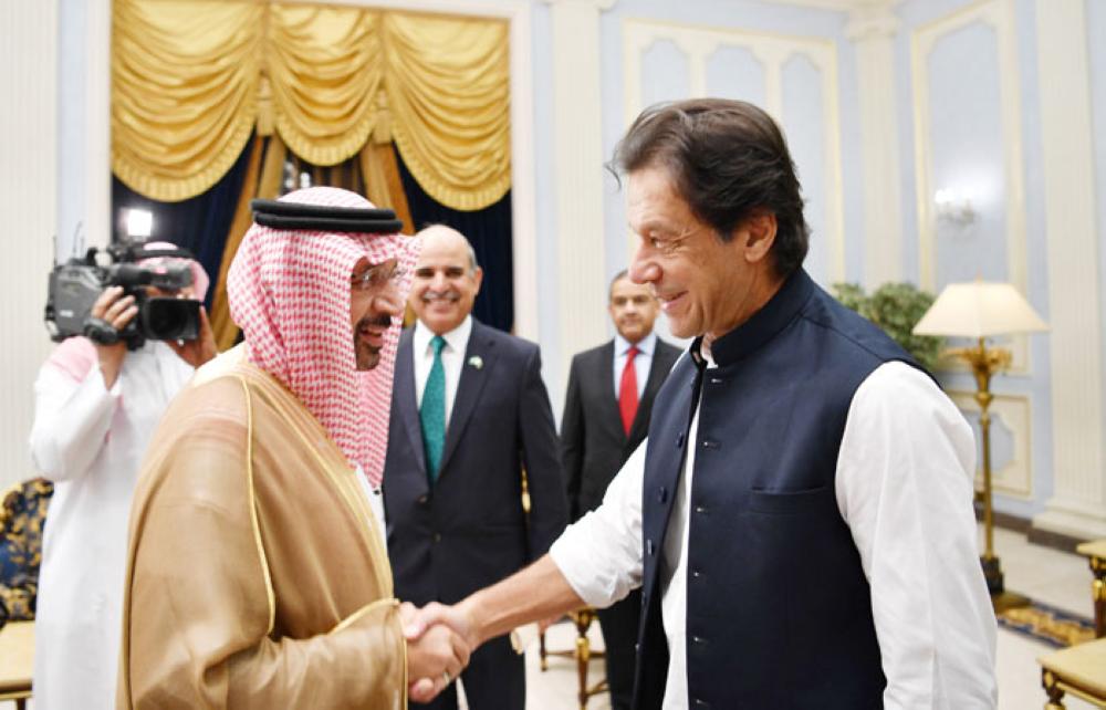 Custodian of the Two Holy Mosques King Salman receives Pakistan Prime Minister Imran Khan in Jeddah on Wednesday. — SPA
