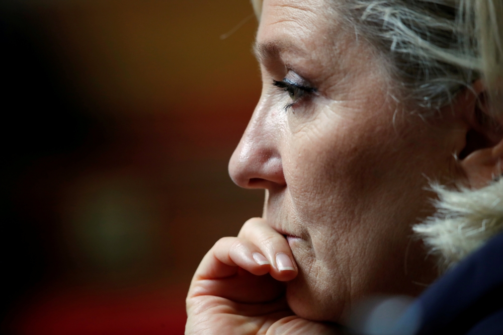 French far-right National Rally (Rassemblement National) party leader Marine Le Pen attends a questions to the government session at the National Assembly in Paris in this Sept. 18, 2018 file photo. — Reuters