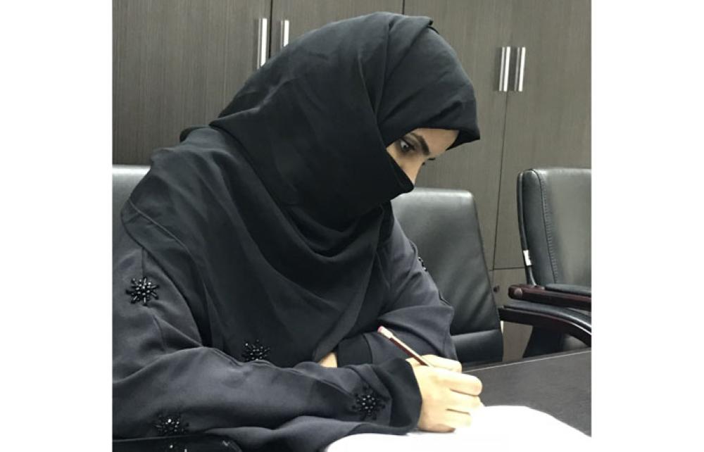 


Dhahban Municipality chief Shadha Al-Mohanna in her office. — Okaz photo by Amal Al-Siraihi
