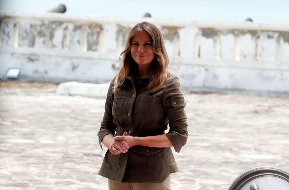 US first lady Melania Trump looks on during a visit to Cape Coast castle, Ghana, on Wednesday. — Reuters