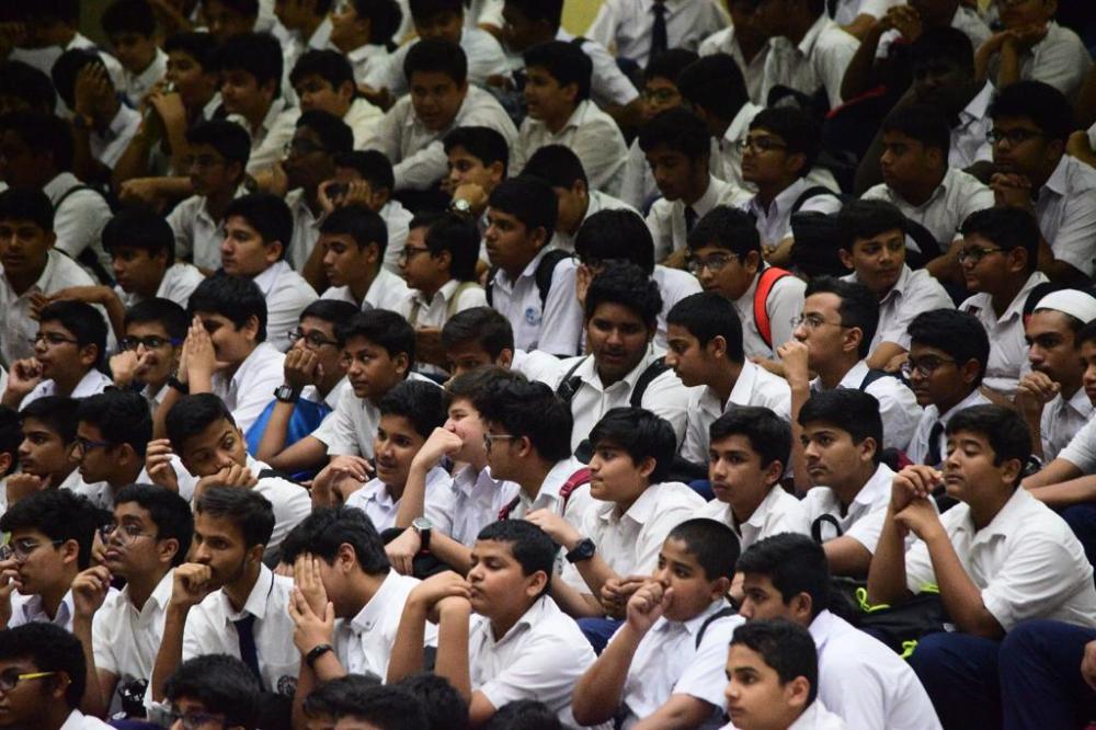 


The students of the International Indian School Jeddah wear a gloomy look after the news of vacating the campus was announced at the school auditorium on Thursday.