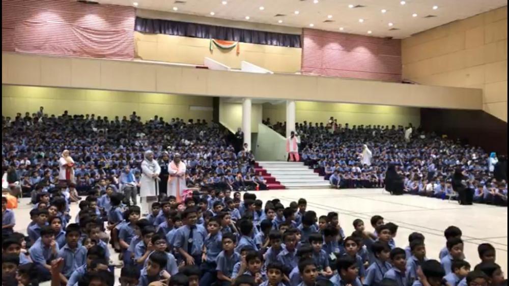 


The students of the International Indian School Jeddah wear a gloomy look after the news of vacating the campus was announced at the school auditorium on Thursday.