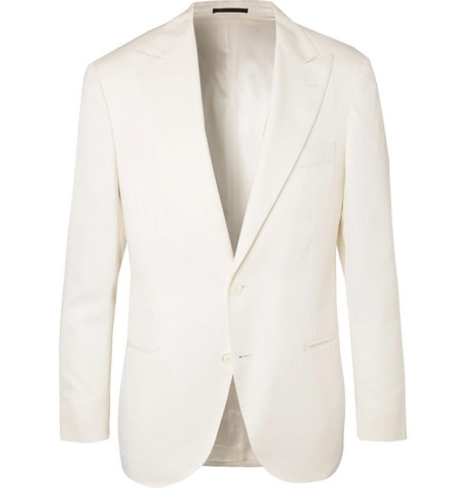 LANVIN Silver Faille-Trimmed Wool-Blend Tuxedo Jacket