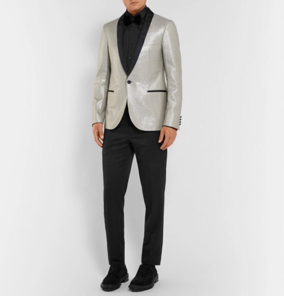 LANVIN Silver Faille-Trimmed Wool-Blend Tuxedo Jacket