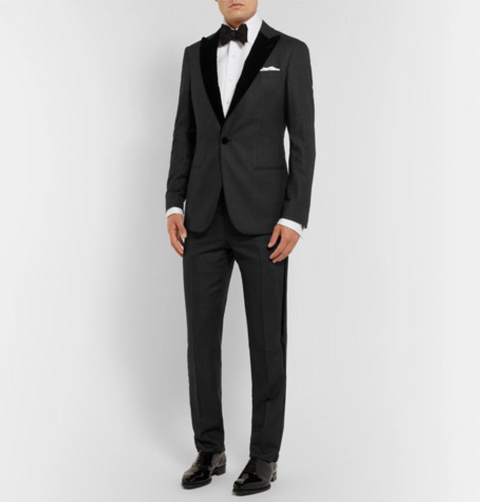 LANVIN Silver Faille-Trimmed Wool-Blend Tuxedo Jacket