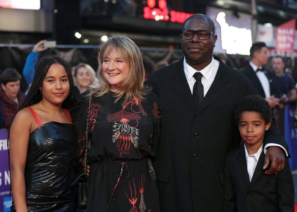 Director Steve McQueen with his wife Bianca Stigter and children arrive at the European premiere of ‘Widows’ during the London Film Festival in London on Wednesday. — Reuters