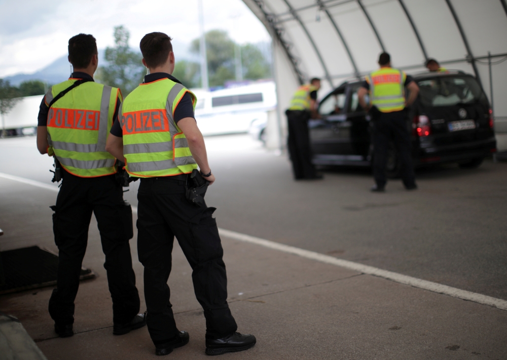 German police officers control a car at a permanent checkpoint on the motorway between the Austrian and German border in Kiefersfelden, Germany, in this July 11, 2018 file photo.  — Reuters