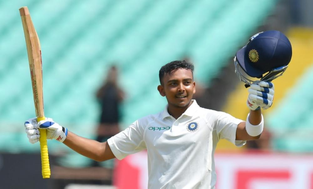 Prithvi Shaw became the youngest Indian batsman to score a century on his Test debut. — AFP