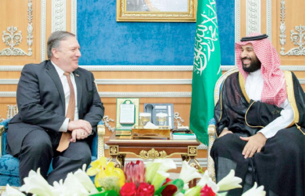 Crown Prince Muhammad Bin Salman, deputy premier and minister of defense, meets with US Secretary of State Mike Pompeo in Riyadh. — SPA
