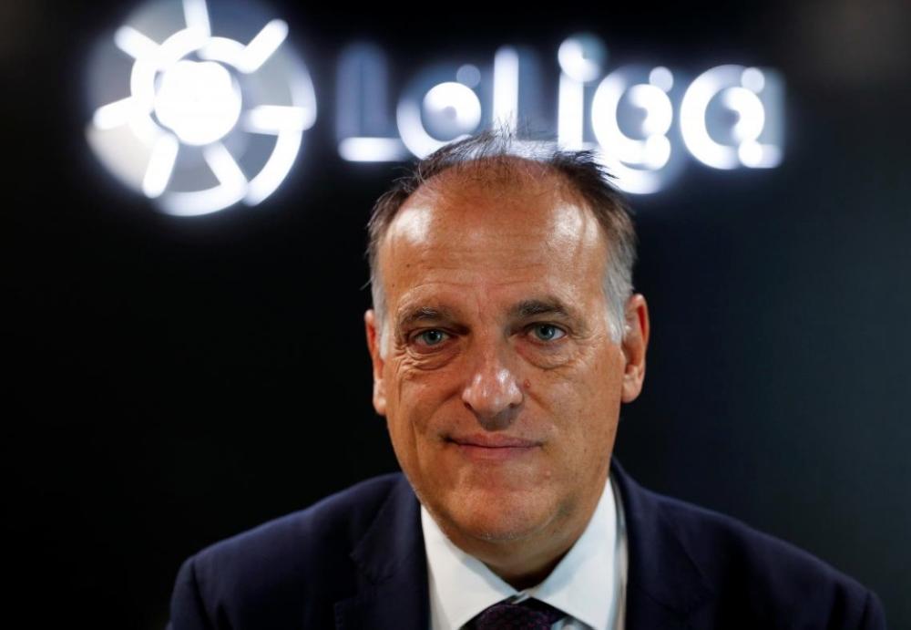 La Liga President Javier Tebas poses during an interview with Reuters at the La Liga headquarters in Madrid, Spain. — Reuters