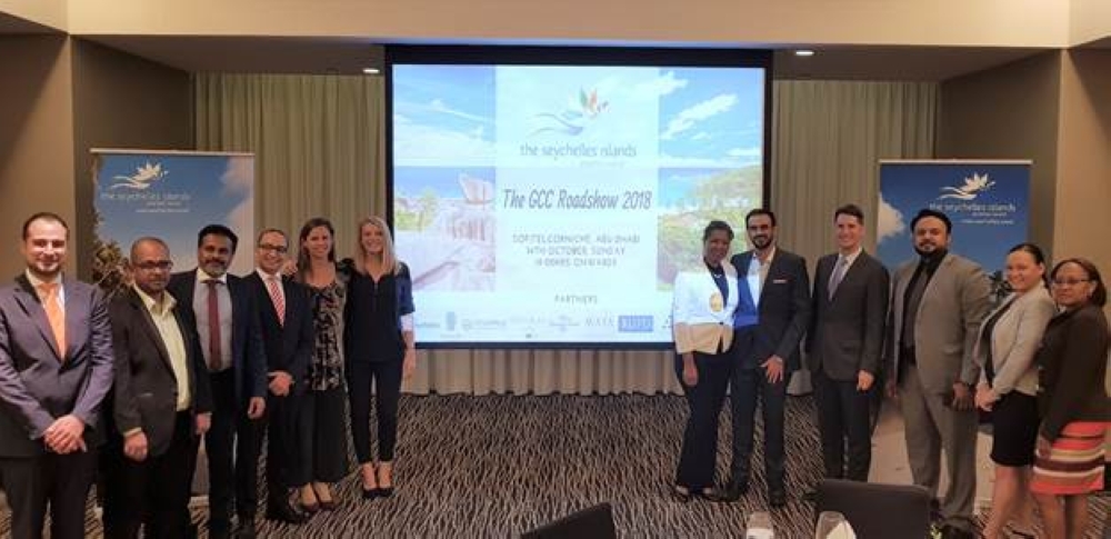 
Seychelles Tourism Board (STB) delegation led by the manager of STB Office in Dubai Ahmed Fathallah and STB headquarters’ senior marketing executive Natacha Servina

