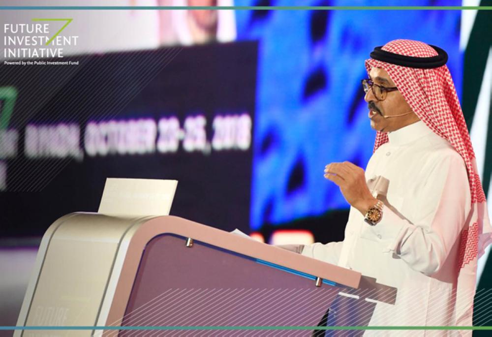 Nadhmi Al-Nasr, CEO of NEOM,  addressing the Future Investment Initiative in Riyadh. 