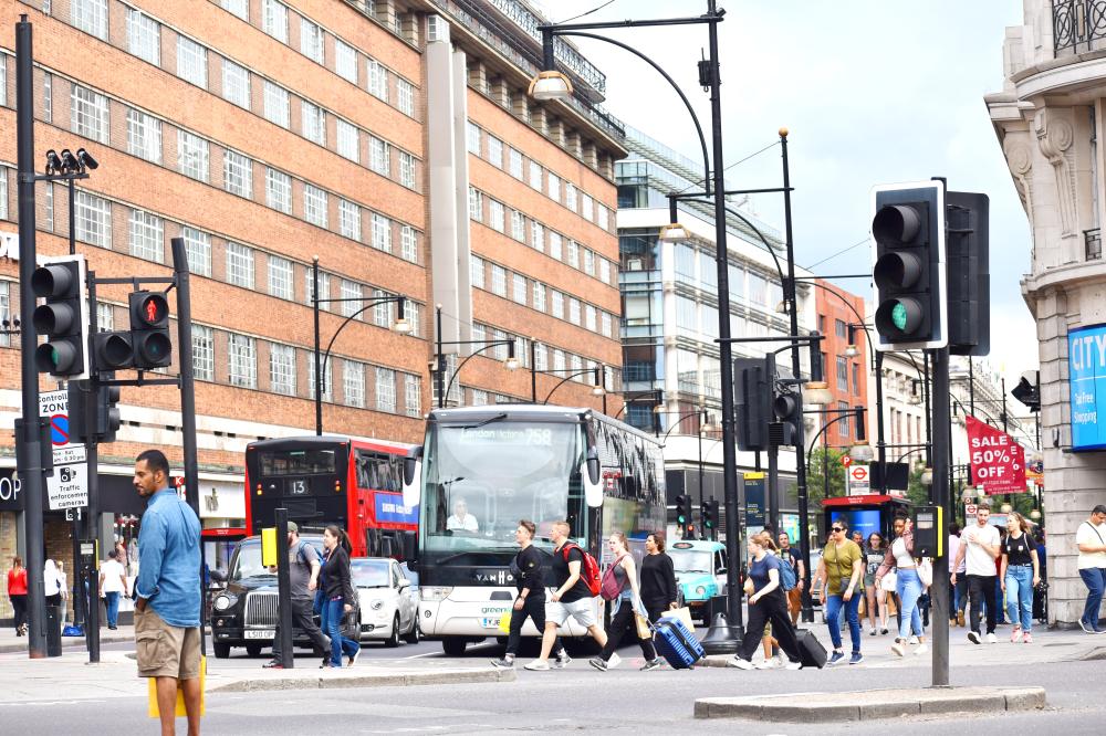 Oxford Street with its various shopping centers in London.