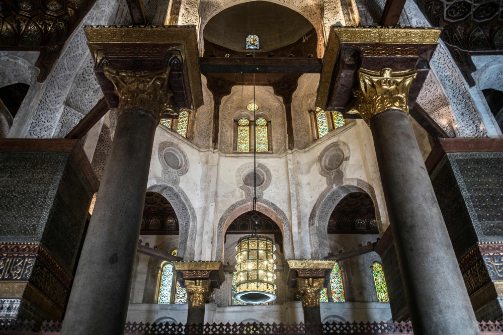 A mosque at the Qalawun complex in old Cairo in the heart of the Egyptian capital.  