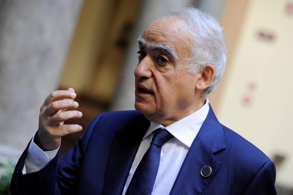 


UN Envoy to Libya Ghassan Salame speaks during an interview with Reuters ahead of the first day of the international conference on Libya, in Palermo, Italy, Monday. — Reuters