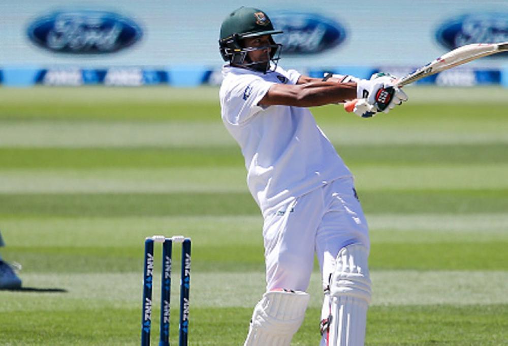 Mahmudullah Riyad, seen batting in the second Test against New Zealand at Hagley Oval in Christchurch, New Zealand, in this file photo, scored his first Test century in more than eight years as Bangladesh set Zimbabwe a towering 443-run target to win the second Test in Dhaka on Wednesday. — AFP