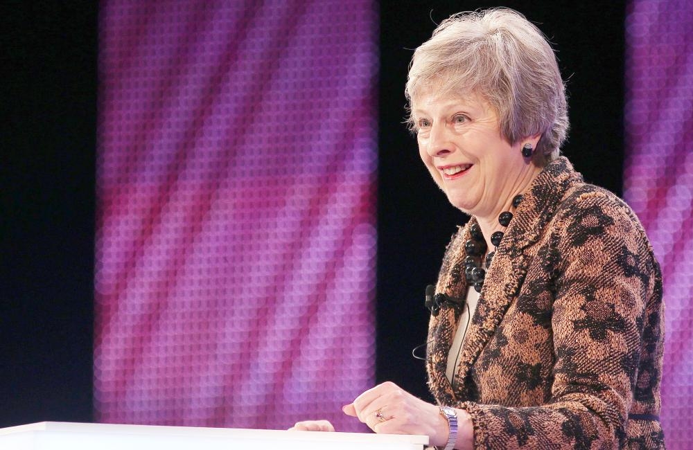 


British Prime Minister Theresa May addresses delegates at the annual Confederation of British Industry (CBI) conference in central London on Monday. — AFP