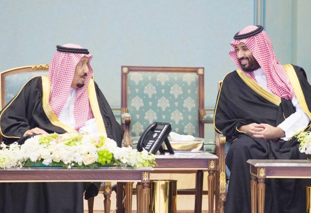 Custodian of the Two Holy Mosques King Salman launches and lays the foundation stone for development projects in Tabuk region on Tuesday. Crown Prince Muhammad Bin Salman, deputy premier and minister of defense, attends the ceremony. — SPA