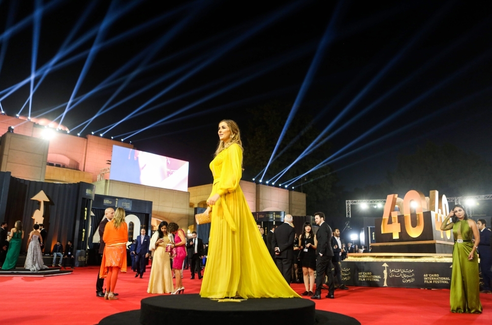 Tunisian actress Aicha Ben Ahmed poses on the red carpet of the 40th edition of the Cairo International Film Festival (CIFF) at the Cairo Opera House in the Egyptian capital. — AFP