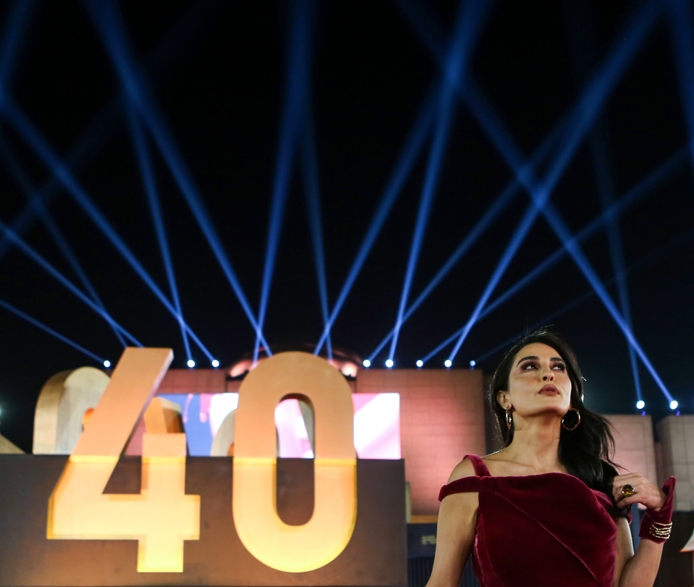 Tunisian actress Aicha Ben Ahmed poses on the red carpet of the 40th edition of the Cairo International Film Festival (CIFF) at the Cairo Opera House in the Egyptian capital. — AFP