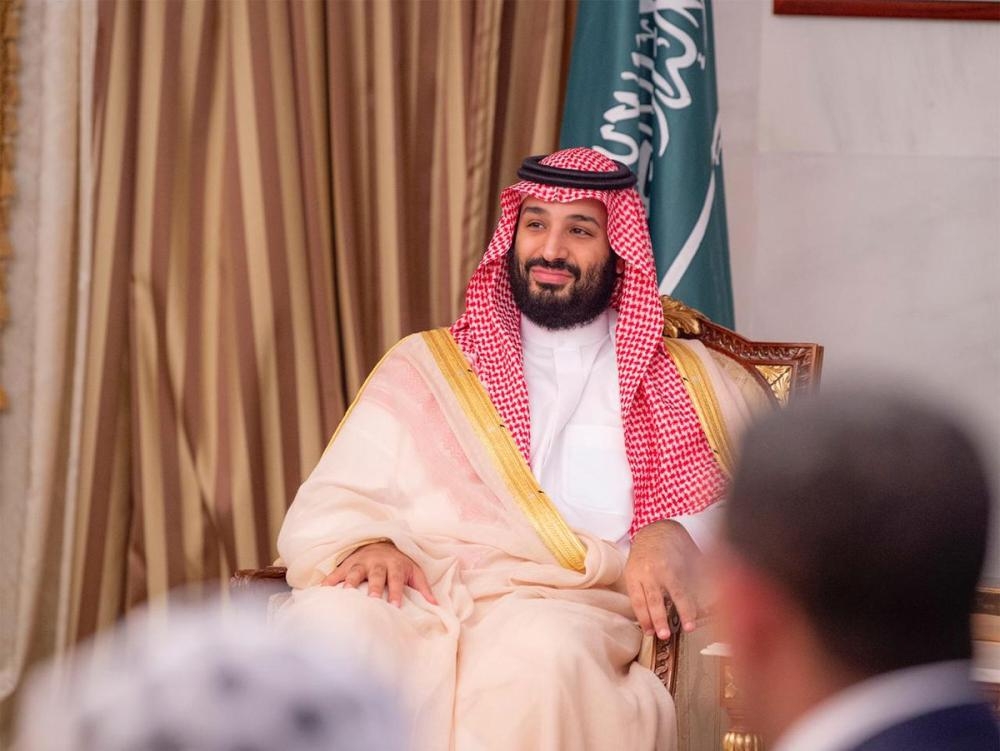 Crown Prince Muhammad Bin Salman, deputy premier and minister of defense, being received by Mauritanian President Mohamed Ould Abdel Aziz at Nouakchott airport on Sunday. — SPA