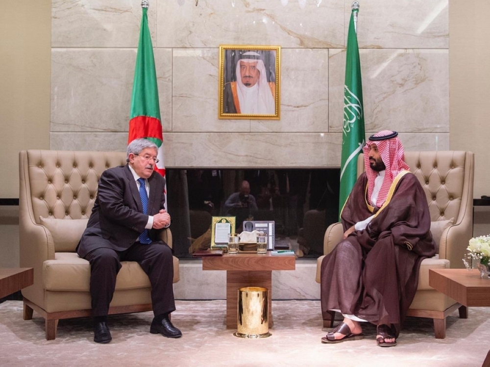 


Crown Prince Muhammad Bin Salman, deputy premier and minister of defense, and Algerian Prime Minister Ahmed Ouyahia hold talks in Algiers on Monday. — SPA