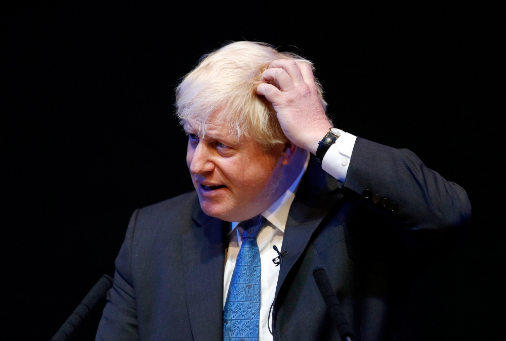 Boris Johnson speaks at the Conservative Home fringe meeting at the Conservative Party Conference in Birmingham, Britain, in this recent photo. — Reuters