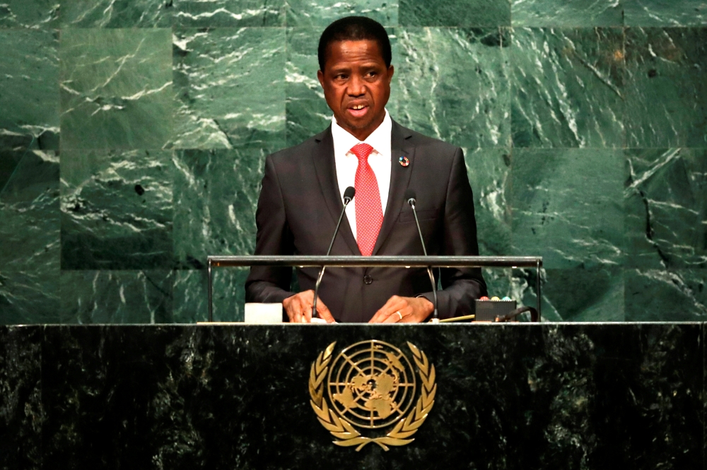 Zambia's President Edgar Chagwa Lungu addresses the United Nations General Assembly in the Manhattan borough of New York, US, in this file photo. — Reuters