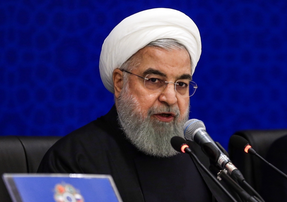 Iranian President Hassan Rohani speaks during the 2nd Speaker’s Conference in the capital Tehrnan on Saturday. — AFP