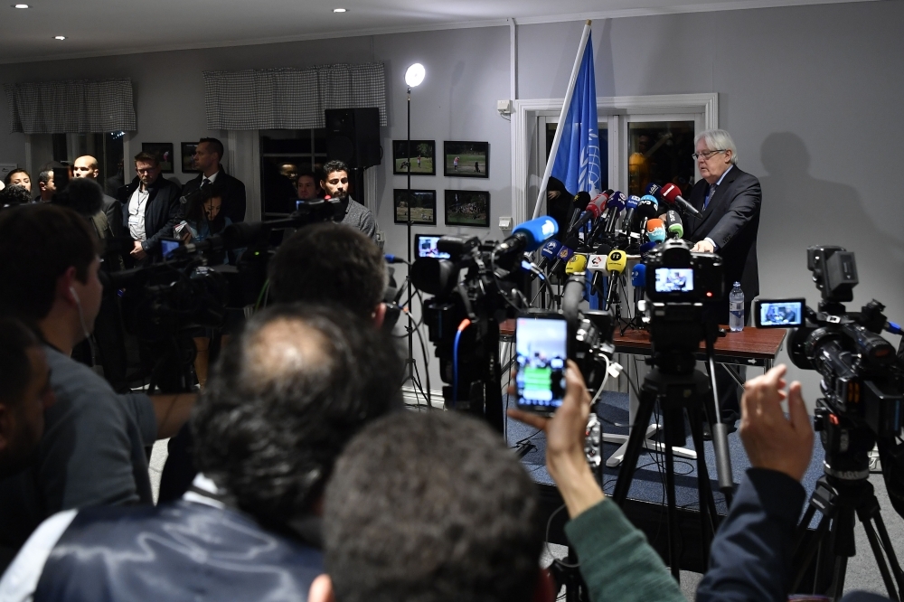 Martin Griffith, Special Envoy for Yemen of the UN Secretary General speaks during a press conference at the Johannesberg Palace in Stockholm, Sweden. — AFP