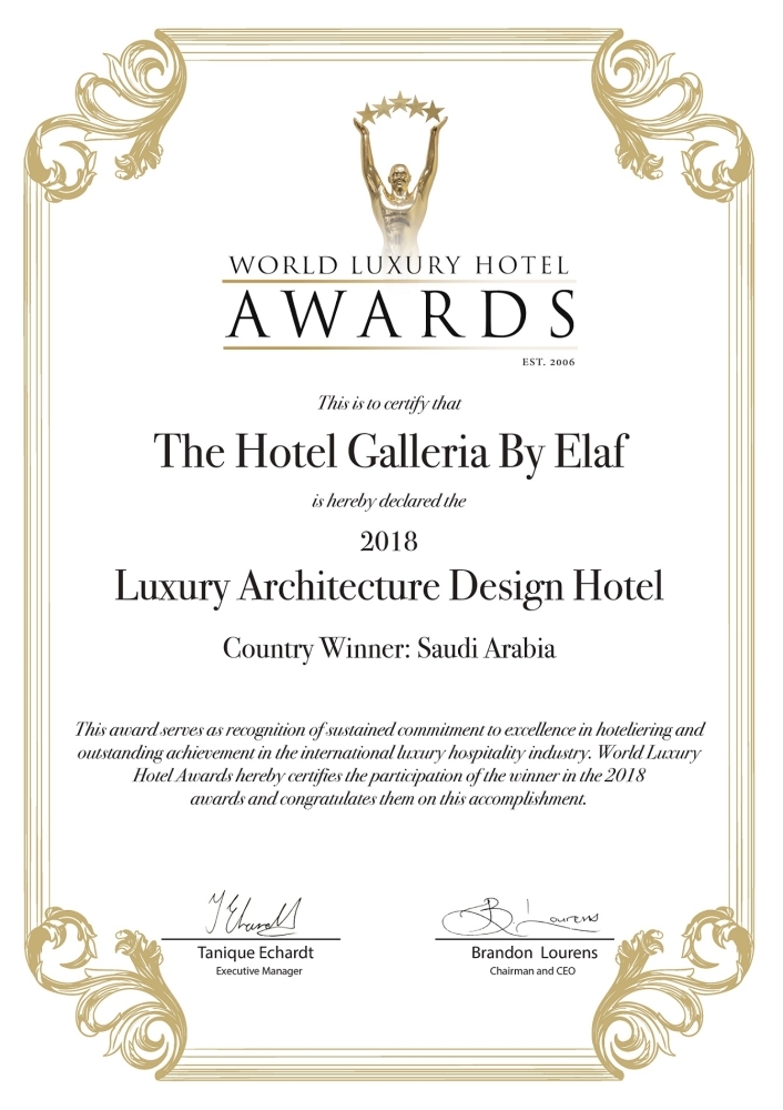 Galleria by Elaf 
scoops ‘Luxury 
Architecture Design 
Hotel’ Award 2018