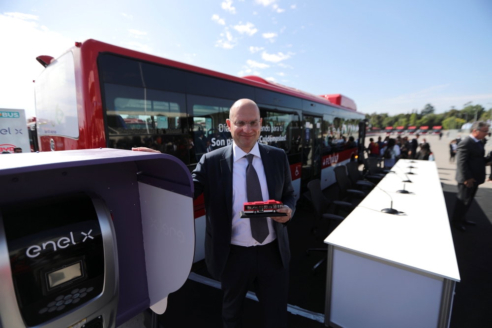Alberto Piglia, head of e-mobility global of Enel poses for a picture as Chile's government launches the new fleet of electric buses for public transport in Santiago, Chile. — Reuters