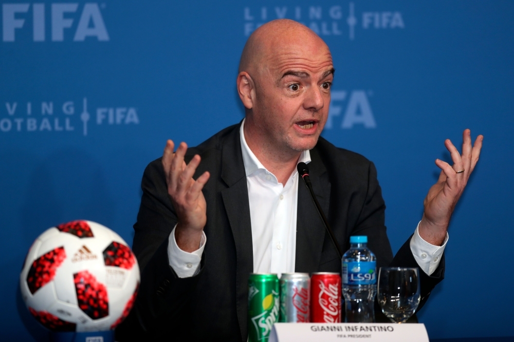 FIFA President Gianni Infantino speaks during a press conference Doha on Thursday. — AFP