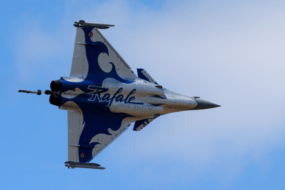 A Dassault Rafale fighter takes part in flying display during the 52nd Paris Air Show at Le Bourget Airport near Paris in this June 25, 2017 file photo. — Reuters