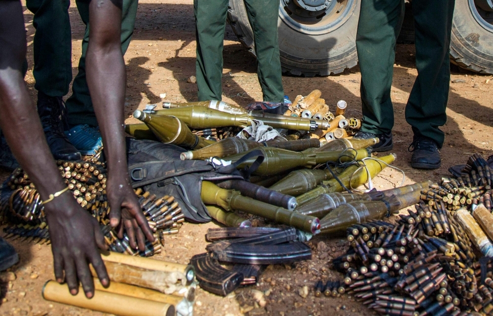 Rebel troops of the Sudan People’s Liberation Army in Opposition (SPLA-IO) unload their weapons at their military site in Juba in this April 25, 2016 file photo. — AFP